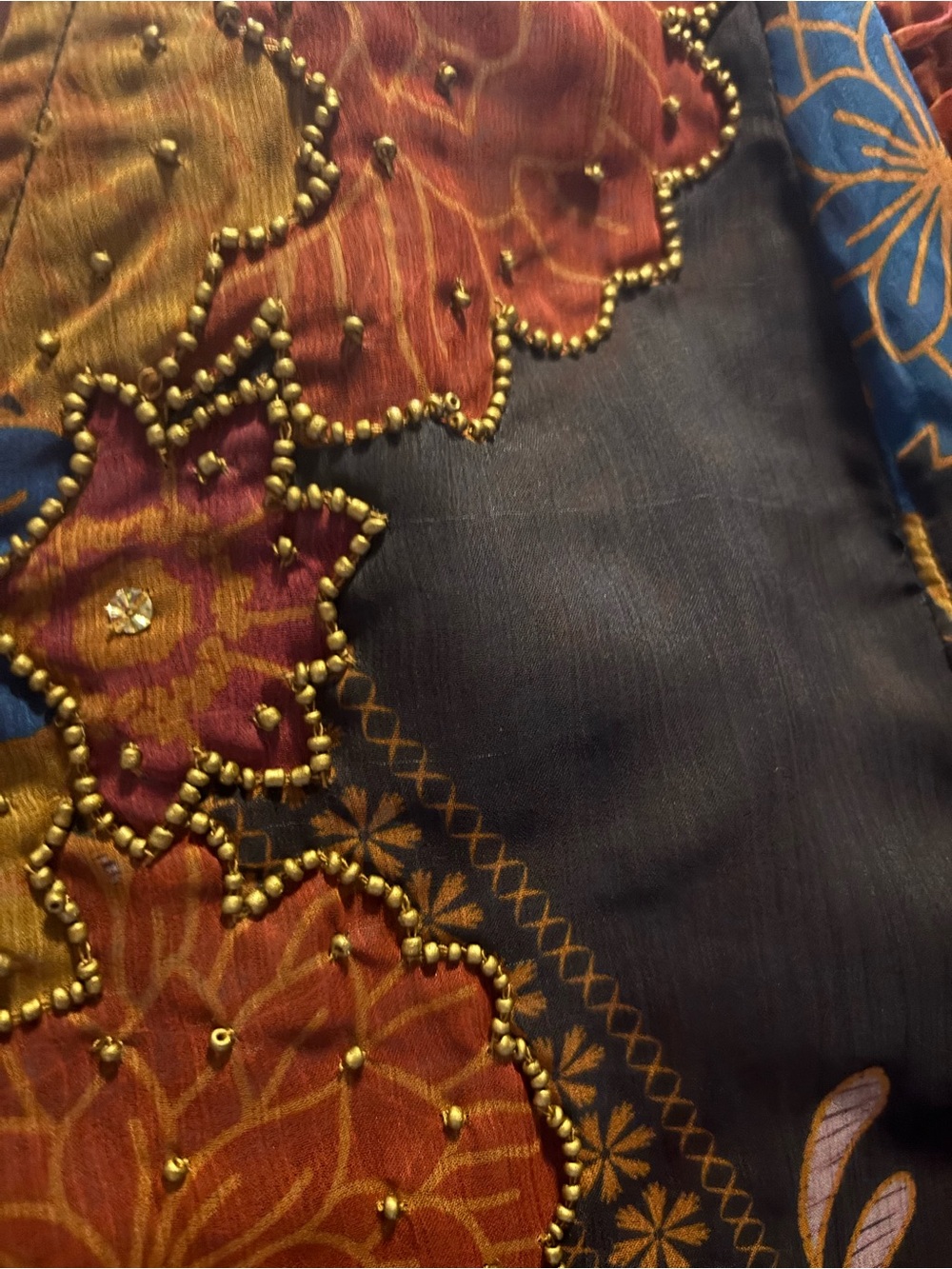 Free People Navy Floral Paisley Wide-Leg Jumpsuit - Picture 4 of 5